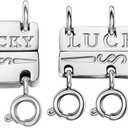 Lucky Necklace Separator for Layering Strong Magnetic Clasps, 14K Gold and Silver Multiple Necklace Clasps for Layered Look (2Pcs Double Silver & Triple Silver)