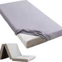 Twin Fitted Sheet (Bottom Sheet Only) Compatible with Milliard Trifold Mattress Folding Mattress, Ultra Soft & Breathable Cover for Camp Bunk Rvs Bed(Gray,Twin,6")