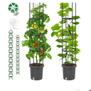 2 Pack Raised Garden Bed Tomato Planter with Trellis, Self Watering Planter Box with Trellis for Climbing Plants Outdoor, PE Coated Metal Tomato Cage Plant Support for Flowers Vegetable Indoor