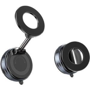 Vacuum Magnetic Suction Phone Holder, Foldable and Retractable Hands-Free Suction Cup Phone Mount for Car/Gym/Mirror/Smooth Surface, Compatible with iPhone and Android (Space Grey)