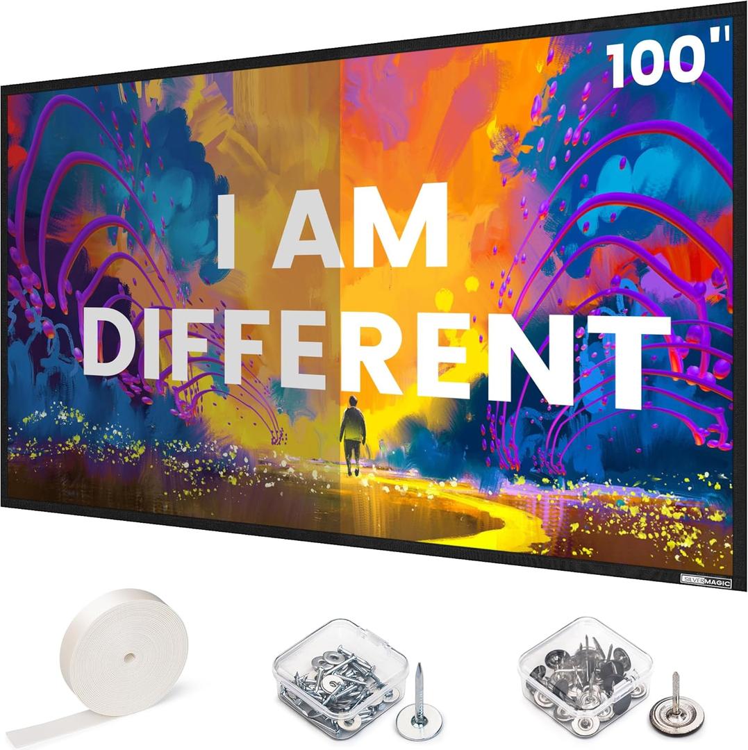 ALR Projector Screen for Standard Throw- Wall Mounted - TGL-100-A High Contrast 70% ALR High Brightness 2.7X Gain - 100 inch 16:9 Gray Screen - by SilverMagic