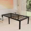HOBINCHE 16 Inch Twin Size Bed Frame - No Box Spring Needed Heavy Duty Black Metal Platform Mattress Foundation, Non-Slip Noise Free Easy Assembly Steel Slats Bedframes with Cleance Storage