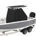 900D Waterproof T-Top Boat Center Console Cover with Motor Cover, Heavy Duty Marine Grade Polyester Fabric, Fit T-Top Center Console 95" L 59" W 72" H, Black