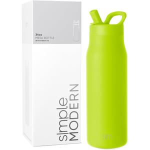 Simple Modern Water Bottle with Straw lid | Insulated Stainless Steel Thermos | Reusable Travel Water Bottles for Gym & Sports | Leak Proof & BPA Free | 34oz, Green Apple
