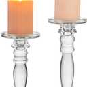 NUPTIO 2 Pcs Glass Candlestick Holders Pillar Candle Holder, Crystal Taper Candle Holder Wedding Decoration Centerpieces for Dining Table, Tapered Candle Holders for Living Room Christmas Halloween