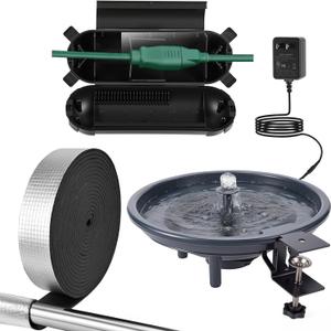 3 Pack Summer Bird Bath Fountain Kit 12 Inch Decorative Birdbath with Electric Water Pump, Deck Clamp & Wall Mount Includes Outdoor Cord Protector Tape for Garden, Patio, Backyard