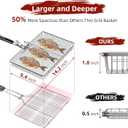 Grill Basket Extra Large, SUS304 Stainless Steel, Portable Folding BBQ Camping Grilling Rack for Fish, Vegetables, Shrimp, Barbeque Griller Cooking Accessories, Grilling Gifts for Men, Dad