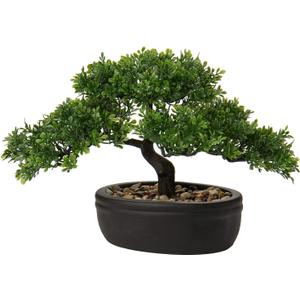 Artificial Bonsai Tree Juniper Faux Plants Indoor Small Fake Plants Decor with Ceramic Pots for Home Table Office Desk Bathroom Shelf Bedroom Living Room Farmhouse Decorations, 9" Ficus