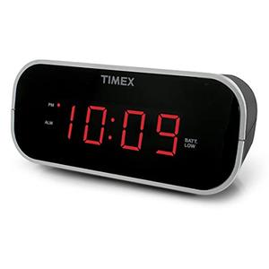 Timex Alarm Clock with Large Display, Digital Alarm Clock for Bedroom Includes 120V Universal Power Adapter (T121B - Black)