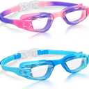 Aegend Swim Goggles Pack of 2 Swimming Goggles for Children Boys & Girls Age 3-14 (Blue & Purple)