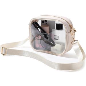 TOBVZOO Clear Bag Stadium Approved, Crossbody Transparent Bag for Concerts Sports Events, Purses for Men & Women (Beige)