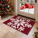 SHACOS Christmas Snowflake Door Mat 24x36 Absorbent and Washable Indoor Non-Slip Rubber Backing Doormats for Front Door, Dirt Resistant Low-Profile Floor Mat for Entryway, Inside Entrance, 2' x 3'