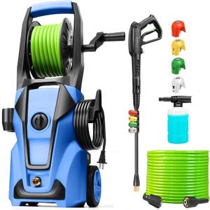 Pressure Cleaner Adjustable 5000PSI 4.0 GPM High Power Cleaners with 33ft Hose Reel, 4 Nozzle and Foam Cannon, Power Cleaners Machine for Home, Cars, Patio (Blue) Pressure Cleaner Adjustable 5000PSI 4.0 GPM High Power Cleaners with 33ft Hose Reel, 4 Nozzle and Foam Cannon, Power Cleaners Machine for Home, Cars, Patio (Blue)