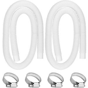1.25" x 59" Pool Hoses for Above Ground Pools - Pool Pump Replacement Hose Compatible with Intex Pump Model #607/#637, 2 Pack with 4 Hose Clamps