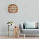 JONATHAN Y 19" Brown 1-Light Rattan Pendant Light, Farmhouse Coastal Globe Swag Lamp for Kitchen Dining Room, 180" Cord, Plug-in or Hardwired, LED Bulb Included JYL1404A, 19.0 in
