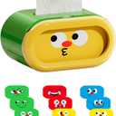 Tissue Box Cover for Children, Adorable Adjustable Expression Tissue Box  Spring Supported Fun for Any Mood (Green)