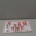 Blulu 4 Pieces Farm Use ID Tag Sign 12 x 6 Inch, Aluminum Reflective Rust Free Farm Use License Plate Weatherproof Metal Signs Easy to Install, Red and White