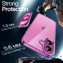 JETech Case for iPhone 16 6.1-Inch, Non-Yellowing Shockproof Phone Bumper Cover, Anti-Scratch Clear Back (Pink)