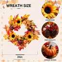 2 Pcs 24 Inch Sunflower Fall Wreath for Front Door-Artificial Autumn Wreath