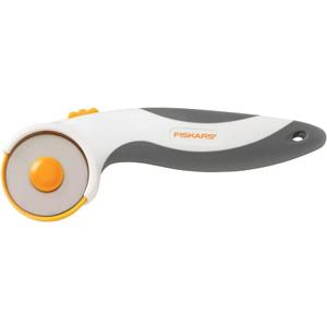 Fiskars 45mm Rotary Cutter for Fabric, Titanium Rotary Cutter Blade for Precise Cuts, Right and Left Handed, Comfort Handle, Arts and Crafts, Sewing Supplies and Quilting Tools