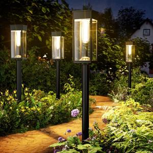 Solar Pathway Lights Outdoor, 8 Pack Bright Solar Lights Outdoor, Auto On/Off, IP65 Waterproof Solar Garden Lights Solar Powered Landscape Lighting for Yard Patio Walkway Driveway Pathway (Warm White (Cuboid))
