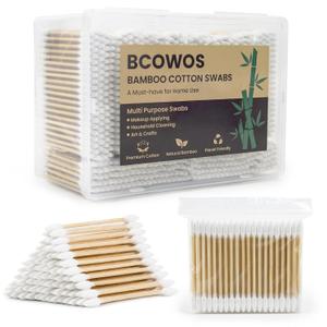 Pointed Cotton Swabs 1000 Count with Storage Box, Double Precision Tips with Bamboo Sticks, Pointy Cotton Swabs for Makeup Nail Care and Crafts