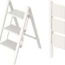 Taranta 3 Step Ladder,Aluminum Lightweight Folding 3 Step Stool with Anti-Slip Wide Pedal,330lbs Capacity Step Ladder for Household,Kitchen,Office - White