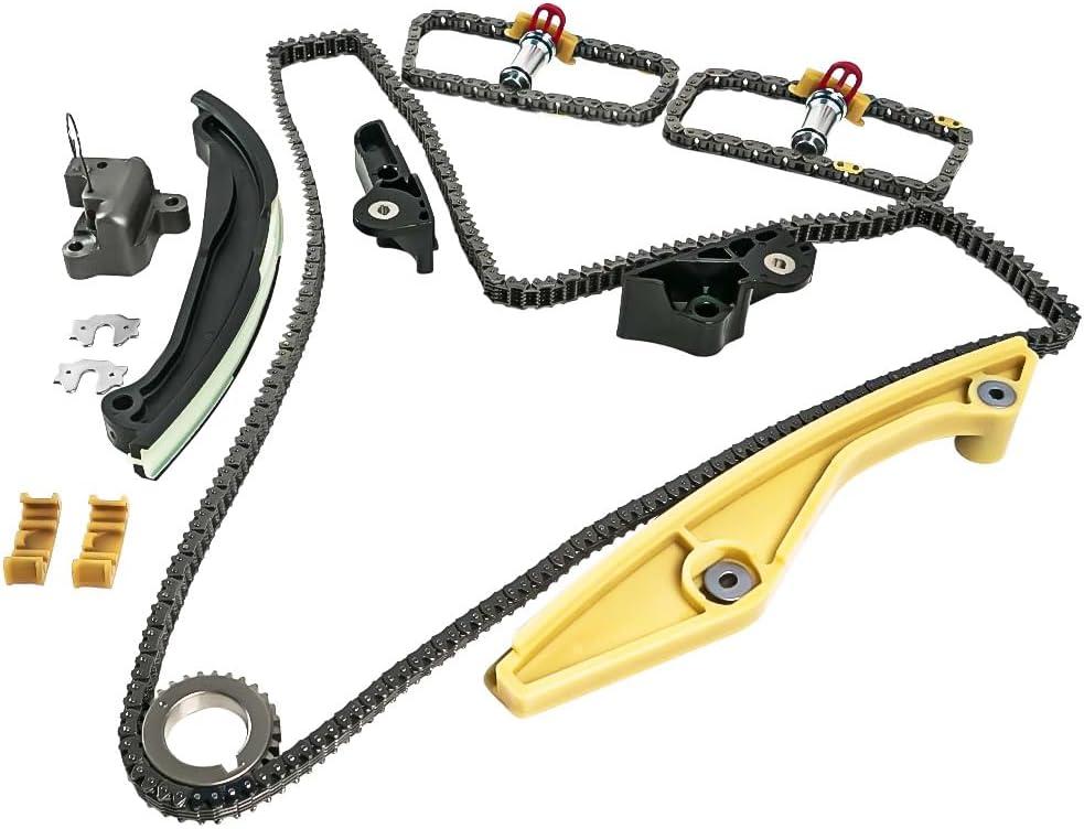 Engine Timing Chain Kit with Tensioner & Guide Compatible with 2011-2017 F150 Flex Taurus Edge Explorer Mustang Lincoln MKS MKX MKZ 3.7L 3.5L