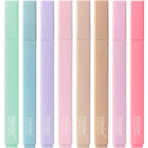 Highlighters, 8 Pack Aesthetic Highlighters, Assorted Colors, Chisel Tip, No Bleed Bible Highlighter Pastel for Journaling Office School Bible Study Supplies