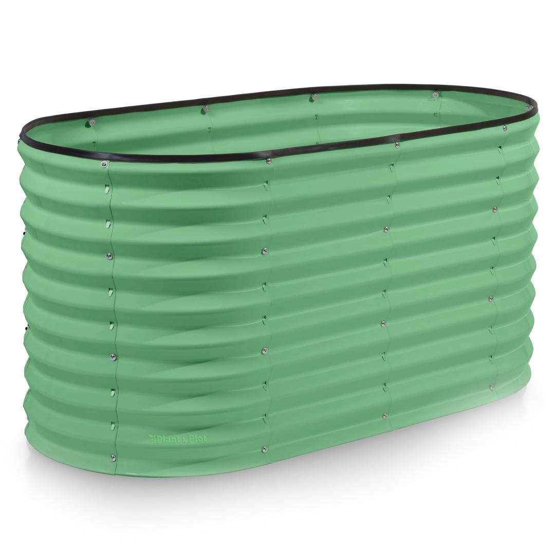 Plant & Plot Galvanized Raised Garden Beds Outdoor // 8×2×2 ft Planter Raised Beds for Gardening, Vegetables, Flowers // Large Metal Garden Box (Light Green) // Patented Tool-Free Design