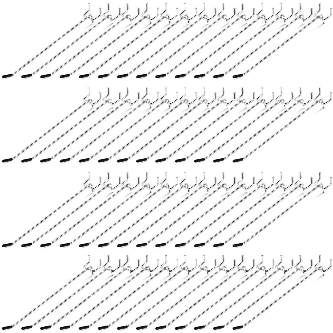 Moxweyeni 100 Pcs Pegboard Hooks Peg Board Organizer Accessories Holders Hanging Stainless Steel Display Wall Hooks for 1/8 and 1/4 Pegboard Wall for Garage Storage Tools(8 Inch)