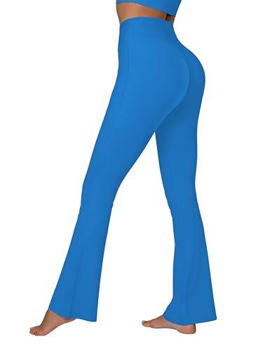 Sunzel Sunzfly Invisible Butt Scrunch Flare Leggings for Women, Mini Flared Yoga Pants with Tummy Control and High Waist 30" Classic Blue X-Large