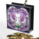 Antor Diamond Art Piggy Bank Kit Purple Dove Design, Lovebirds 5D Special Shaped Diamond Painting Acrylic Coin Bank for Adults, DIY Rhinestone Craft Money Box for Home Dcor or Valentine's Day Gift