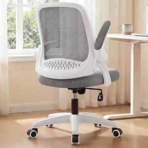 NEO CHAIR Office Desk Gaming Ergonomic Computer Chair with Lumbar Back Support Adjustable Height Swivel Rolling Wheels Flip-up Arms Mesh Chair for Home Vanity (Grey)