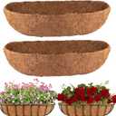2Pcs Trough Coco Liner 24" Coco Coir Liners for Planters, Liners for Window Boxes Liners, Wall Basket Planters, Railing Hanging Baskets, Garden Planter Baskets