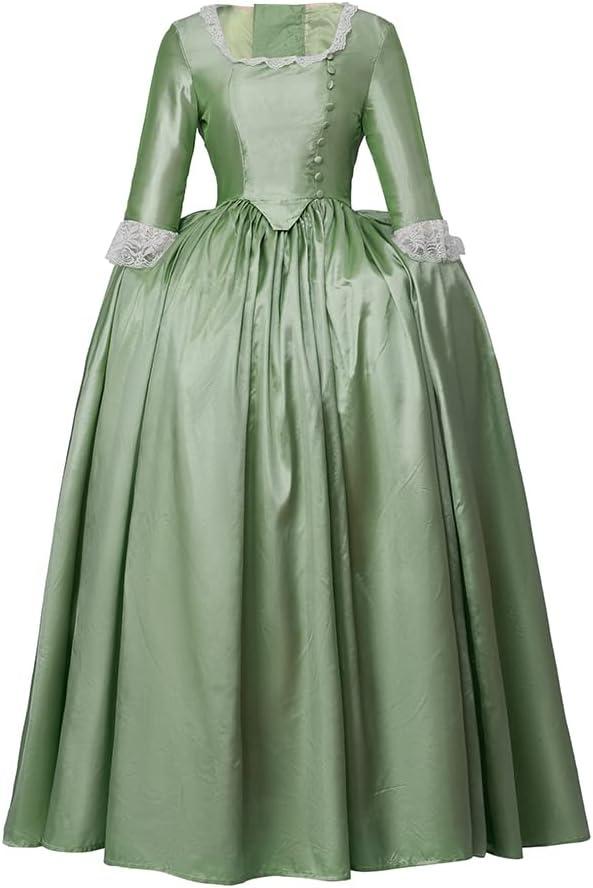 MyheroCos Women's Hamilton Elizabeth Schuyler Dress Gown Musical Hamilton Cosplay Costume Green-XS