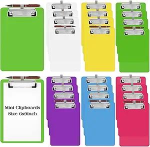 20 Pcs Mini Clipboards with Pen Holder Clip 6" x 9" Small Plastic Clipboard A5 Memo Clipboard Shopping List Clipboards Colorful Menu Pads for School Office Restaurant Cafe Hotel Supplies