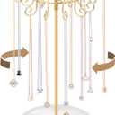 Necklace Holder Jewelry Stand, Gold Necklace Organizer Display with 20 W-shaped Hooks,Jewelry Organizer for Necklaces Earrings Rings Storage Tree, Presents for Women