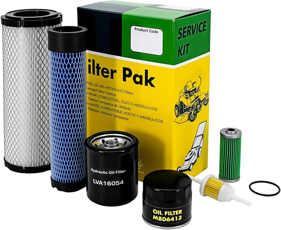 Hedie Air Filter Maintenance Kit Fit for John D 2025R(2013-2018) 1025R(-2017) 2 Series Compact Tractors Hydraulic Oil Filter Fuel Filter Replacement(LVA21036 Kit)