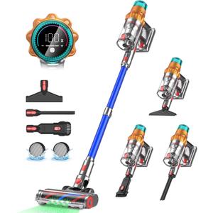 Cordless Vacuum Cleaners for Home,8-in-1/65Min/600W/48Kpa Powerful Suction,Self-Standing Cordless Stick Vacuum Cleaner,Lightweight Anti-Tangle Rechargeable Vacuum for Floor/Carpet/Pet Hair/Car (Blue)