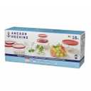 Anchor Hocking 16 Piece Glass Storage Containers with Lids (8 Glass Food Storage Containers & 8 Red SnugFit Lids)