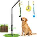 Tether Outdoor Dog Rope Toy with Adjustable Height Spring Pole, 3 Kinds Dog Tug of War Toys for Self Play and Interactive in Park, Yard, Lawn Rope, Suitable for Energetic Dog(45)