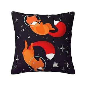 Numaxy Space Foxes Throw Pillow Home Set Comfortable Square Pillowcase Bed Sofa Decoration Living Room Office Cushion Cover 18 "x18 Inches