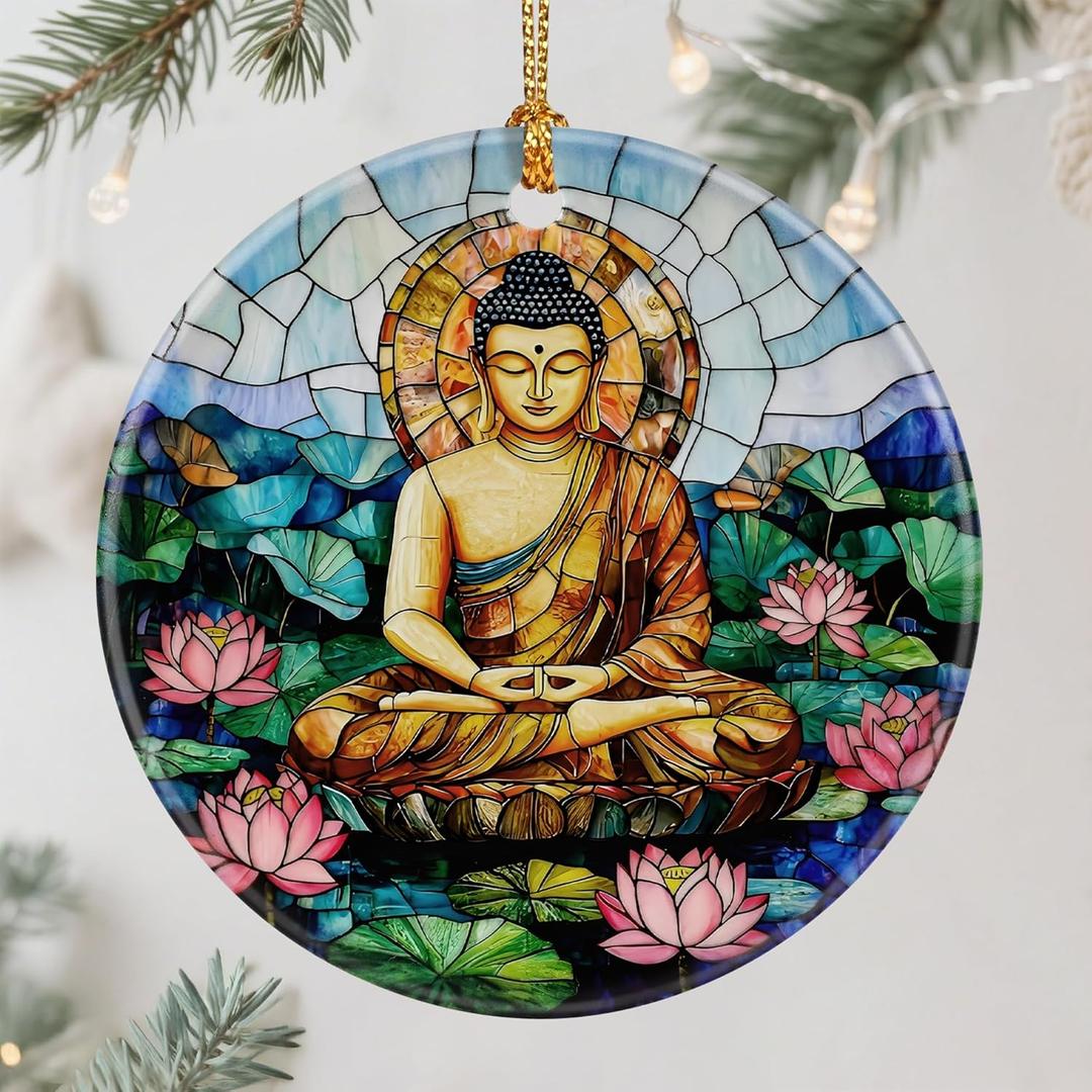 3 x Buddha Meditation Ornament  Christmas Ornament, Christmas Tree Decoration & Perfect Holiday Decor, Namaste Decor | Gifts for Yoga, Meditation, and Mindfulness Practitioners