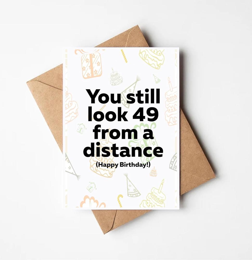 3 x You Still Look 49 From A Distance! Card - Funny Happy Birthday Card - Perfect Greetings Card For Someone Turning 50 Years Old - Unisex-Adults (50th Birthday)