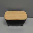 HAOTOP Porcelain Butter Dish Perfect for 4 Sticks of Butter,Butter Container Large Ceramics Butter Holder with Lid (Black)