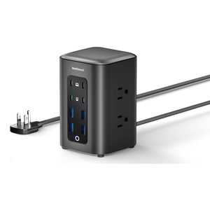 TenTrend Power Strip Tower (230W), 14-in-1 USB-C Charging Station Tower with 2000J Surge Protection, 5FT Extension Cord with 6 AC Outlets & 8 USB Ports for Home Office Dorm Essentials