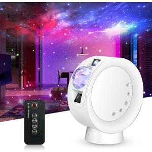 Portable Star Projector Light, Galaxy Sky Projector with Remote Control, Night Lights Projector for Adults Kids Bedroom, Party, Home Deco, White, GGE01W