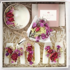 Mothers Day & Birthday Basket for Mom Luxury Gift Box with Candle, Ready to Gift Floral Keepsake, Thoughtful Mom Present from Daughter or Son