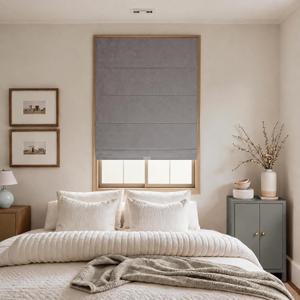 Blackout Cordless Roman Shades for Indoor Windows, 430GSM Chenille Fabric, 29"W x 36"H
